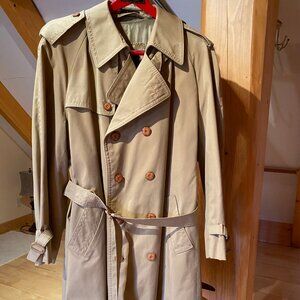 Europe Craft Vintage Trench Coat Beige Dress Coat Removable Wool Liner, Med / L